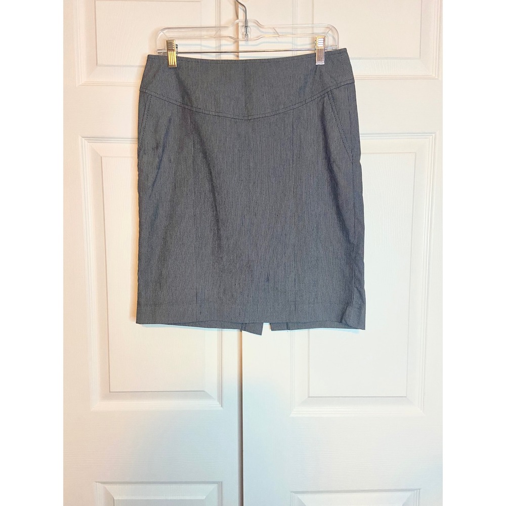 Banana Republic Womens Navy Pinstripe Stretch Pencil Skirt Size 8 Office Career